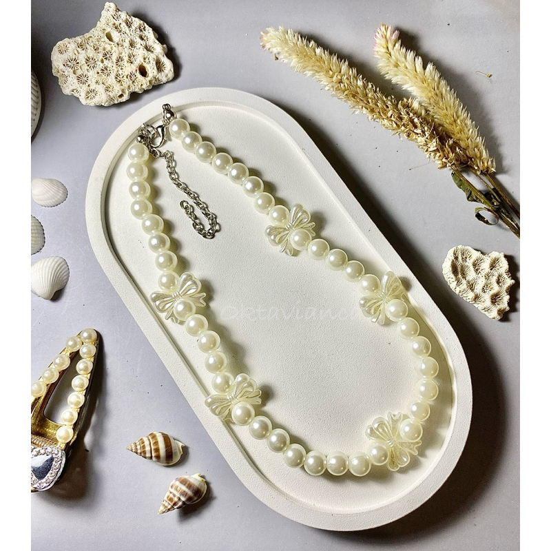 MUTIARA RIBBON / NECKLACE / KALUNG KOREA / KALUNG WANITA / KALUNG AESTHETIC / KALUNG LUCU / KALUNG B