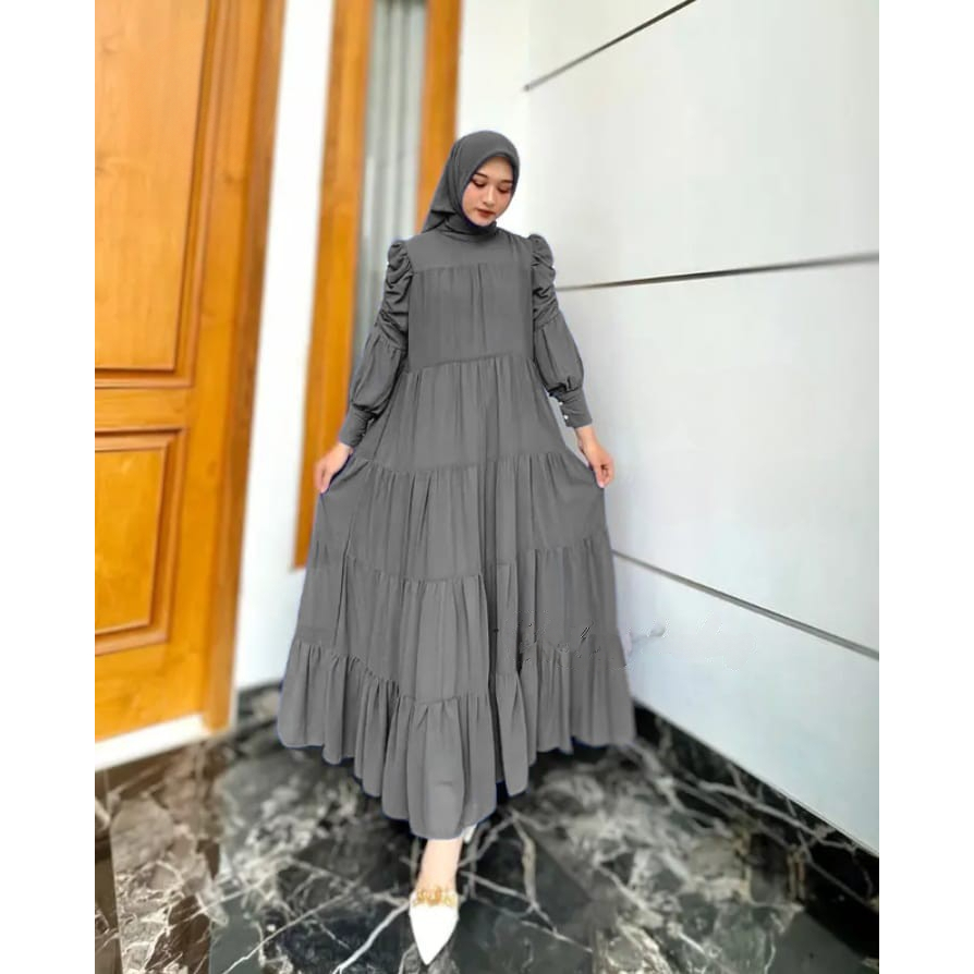 Gamis lebaran 2025 baju gamis mewah murah modern Maura Dress CRINKLE AIRFLOW Fashion muslimah trendy