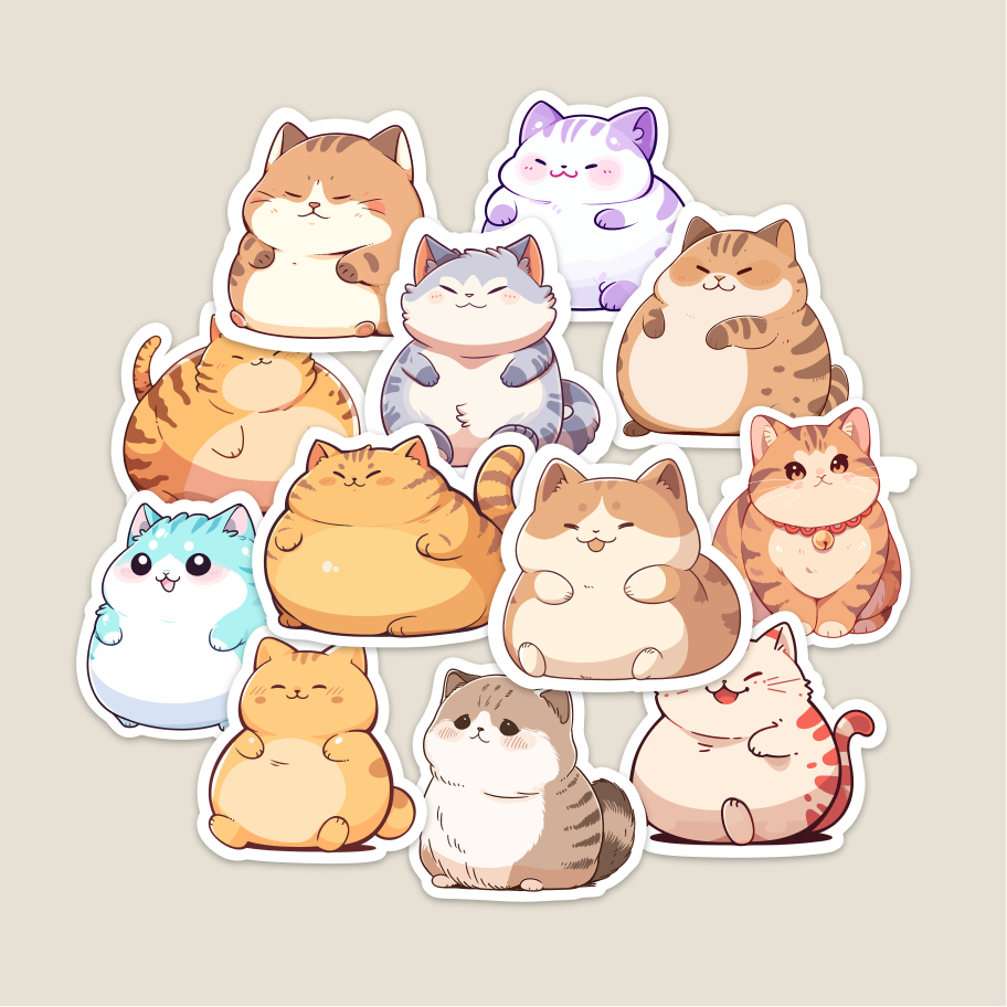 

Sticker Cat Kucing Vinyl Waterproof (12 pcs)