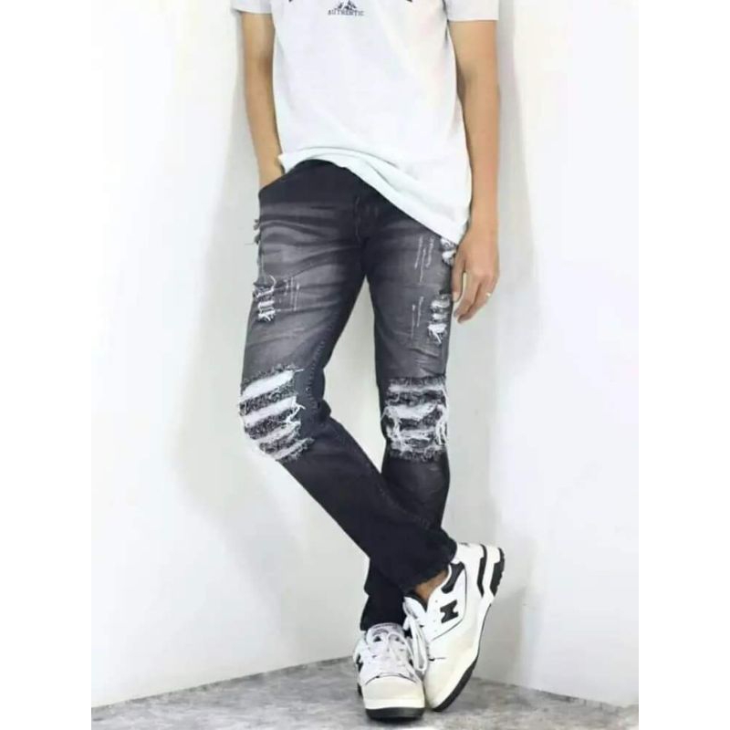 jeans pria/celana jeans kekinian/jeans sobek kekinian