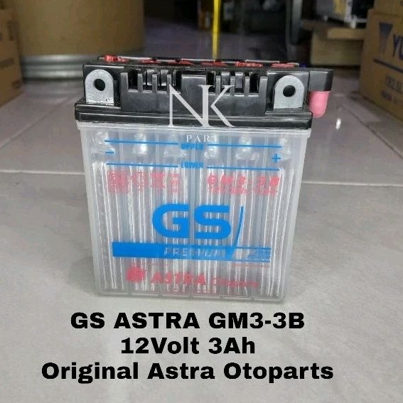 Aki Motor Yamaha RX King, RXZ, RX Special Accu GS Astra GM3-3B 12Volt 3Ah Original