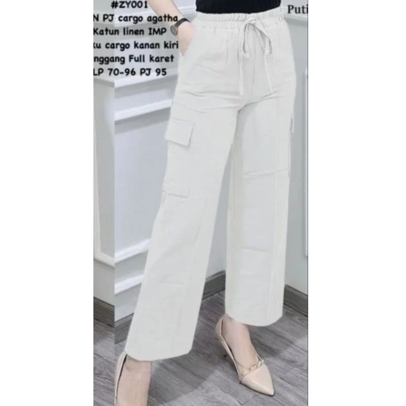 CELANA CARGO WANITA PINGGANG KARET KEKINIAN
