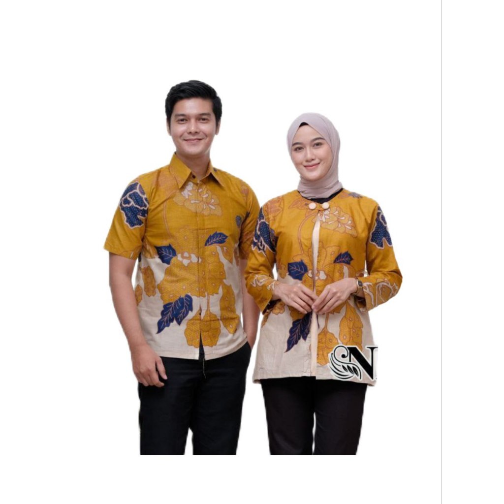 Setelan BajuBatik Pria Wanita Modern Biasa Kerja Kombinasi Model BOLERO Motif MAWAR