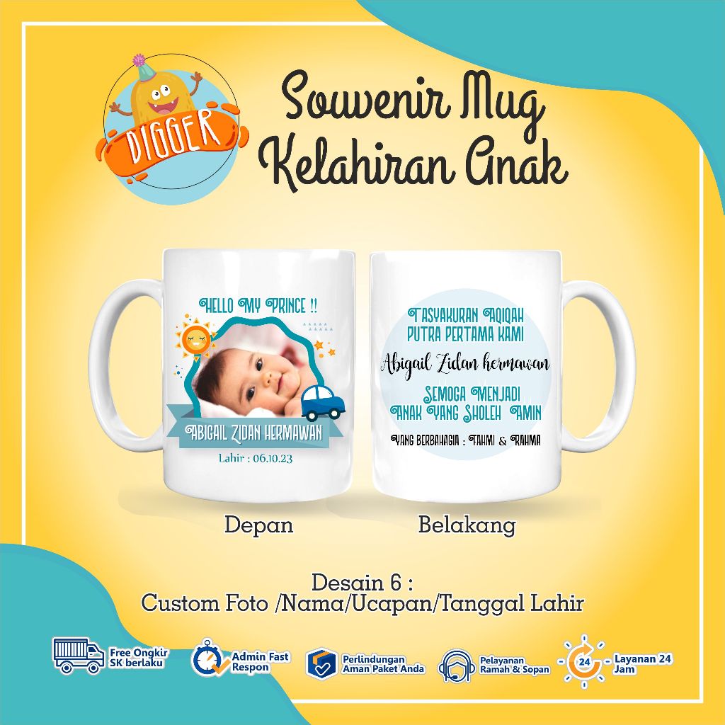 Souvenir Mug Kelahiran Souvenir Mug Aqiqah Souvenir Mug Custom Murah