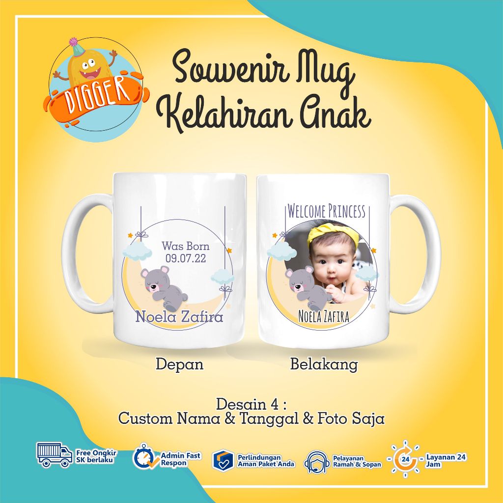 Souvenir Mug Custom Aqiqah Souvenir Mug Kelahiran Mug Custom Murah