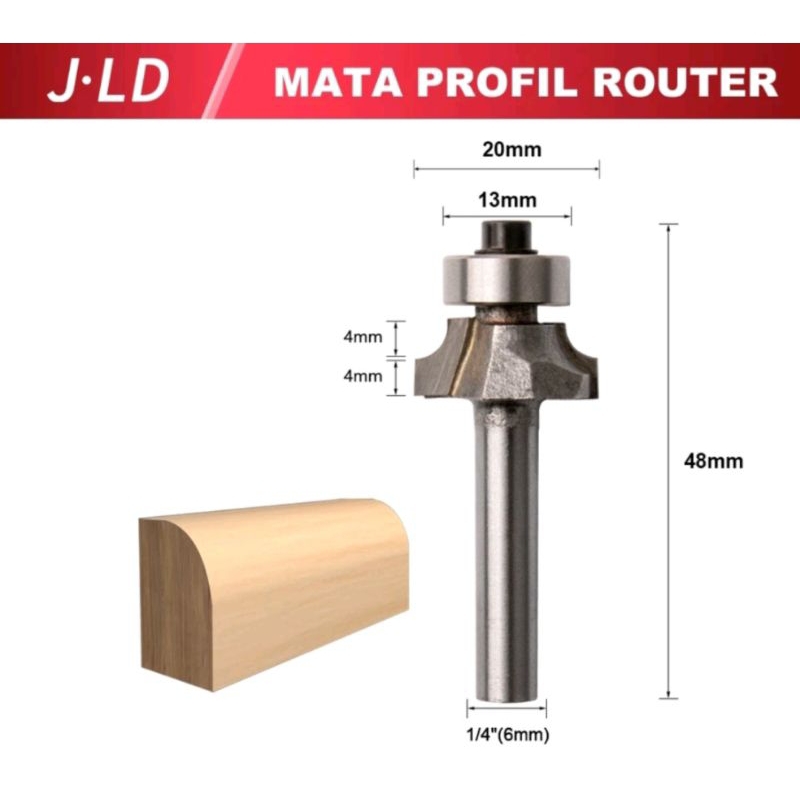 JLD mata router trimer 6mm - mata Profil Router bit Trimmer sambungan kayu panel pintu slot