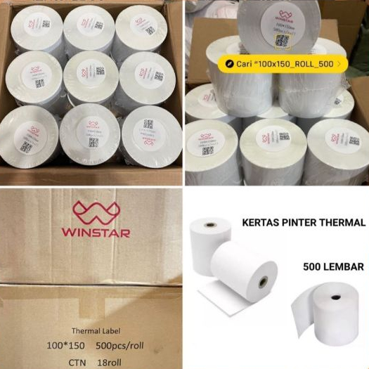 

BELLA = KERTAS THERMAL 100 X 150 MM ISI 500 LBR - KERTAS THERMAL BARCODE 100 X 150 KERTAS STICKER DIRECT THERMAL LABEL BARCODE 100 x 150