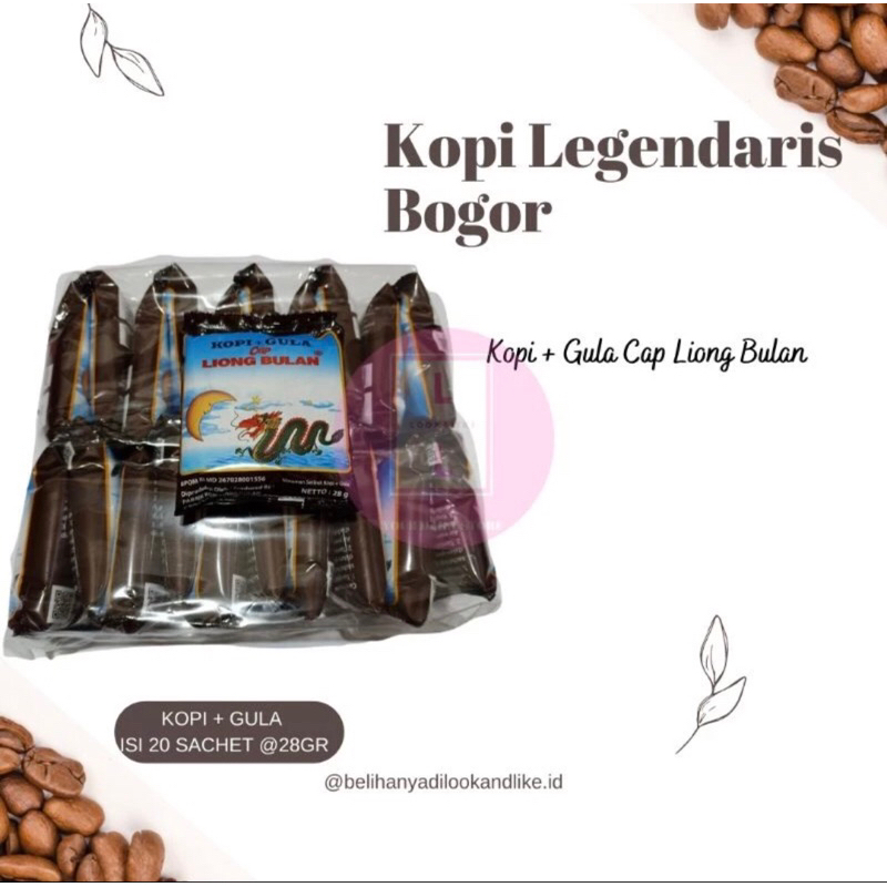 

kopi liong bulan tanpa gula 1pack isi 10pcs