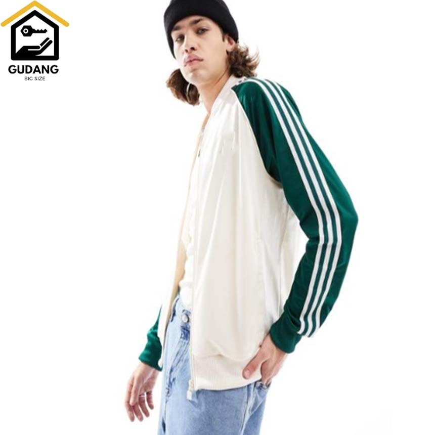 JAKET BOMBER JAKET PRIA RESLETING OVERSIZE TRACKTOP PUTIH HIJAU BOTOL S-6XL BOMBER JUMBO