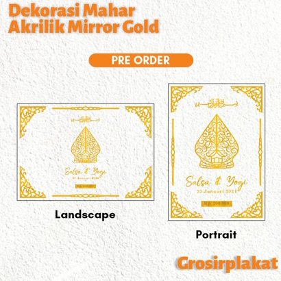 DEKORASI MAHAR SET GUNUNGAN WAYANG Akrilik Mirror Gold Emas