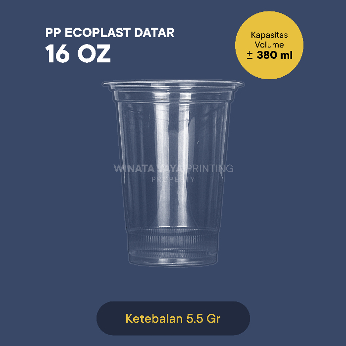 SABLON + CUP PLASTIC CUP PP / GELAS PLASTIK PP 16 OZ ECOPLAST(380 ML)