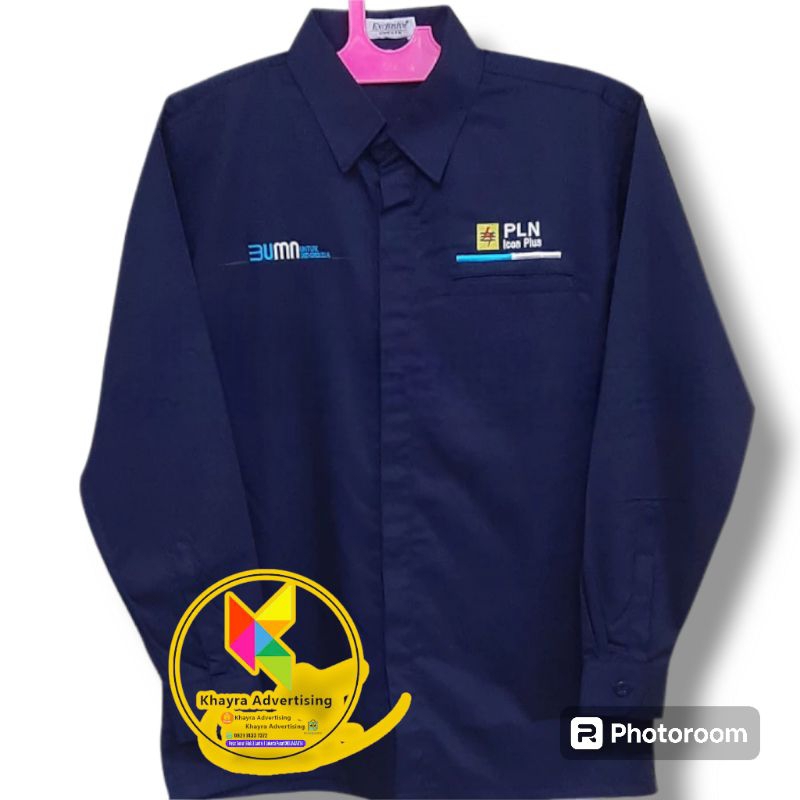 kemeja bumn pln icon plus seragam bumn pln icon plus baju bumn pln plus navy lengan panjang