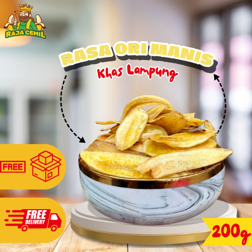 

200gram KERIPIK PISANG KEPOK RASA MANIS LAMPUNG RAJACEMIL KRIPIK PISANG KEPOK SERIPING