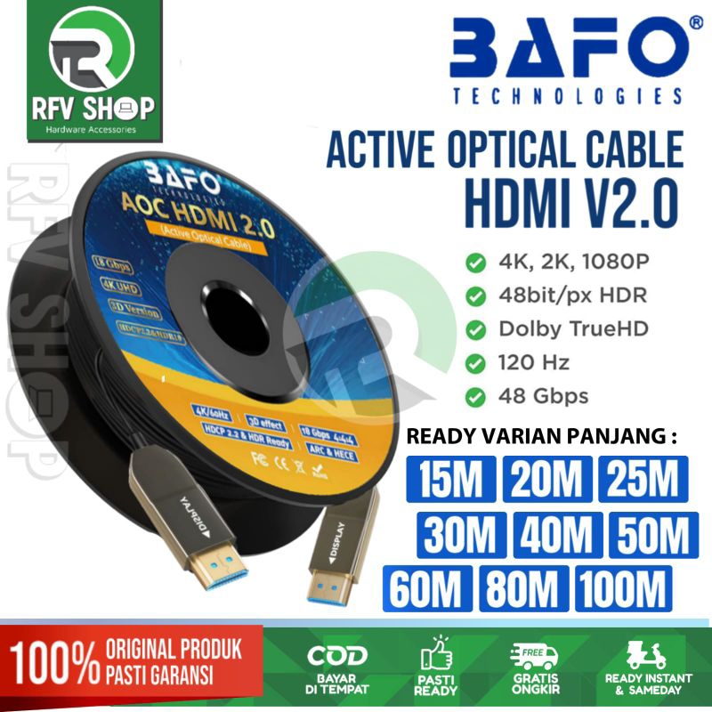 BAFO Kabel HDMI AOC FIBER OPTIC 4K UHD 15 METER ORIGINAL Optik Cable