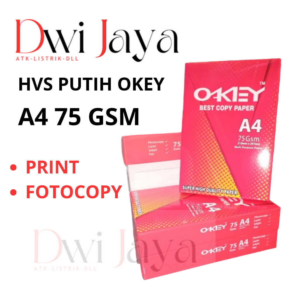 

Kertas HVS putih OKEY 75gsm A4 dan F4