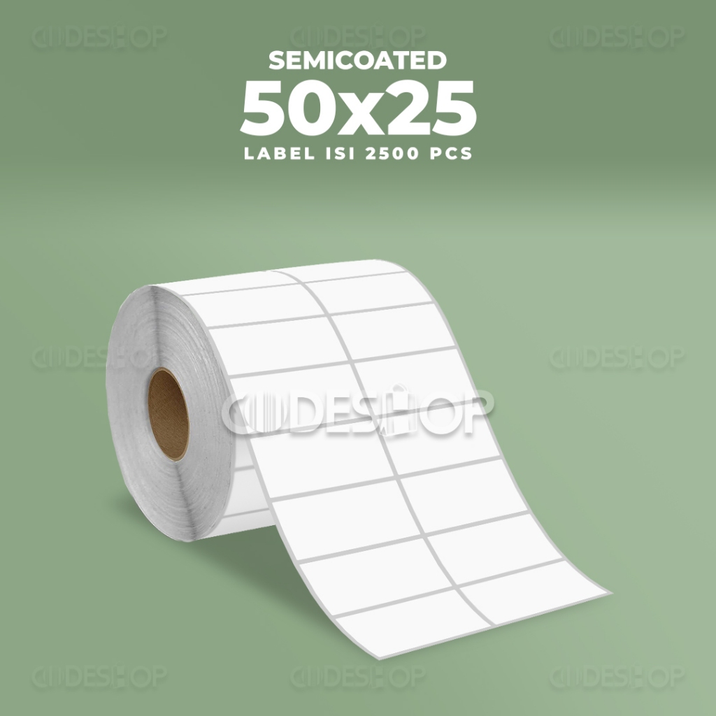 

Sticker Barcode 50 x 25 Kertas Label Semicoated 50x25 mm 2 Line isi 2500 Pcs