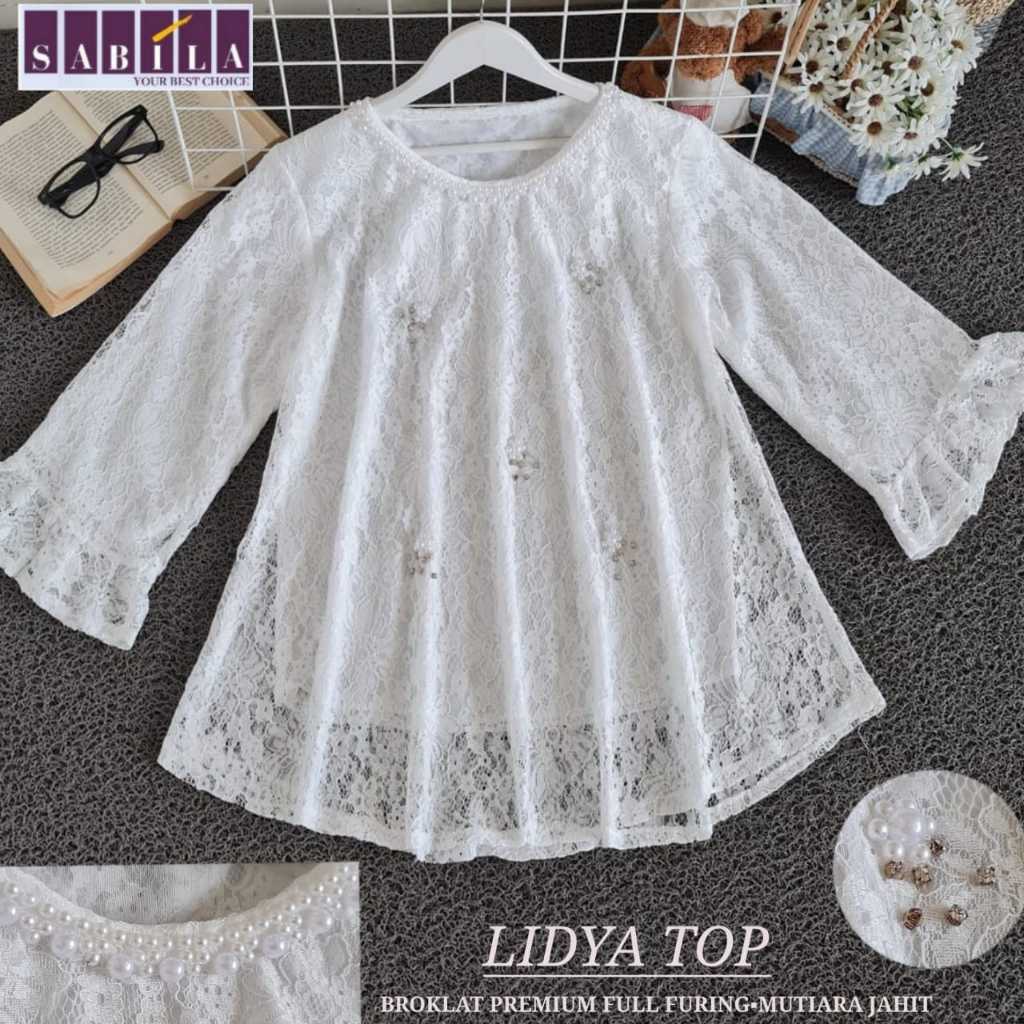lidya Marcia Mikha Naya Series Tunik White atau putih untuk acara pesta dan casual size JUMBO ld 120