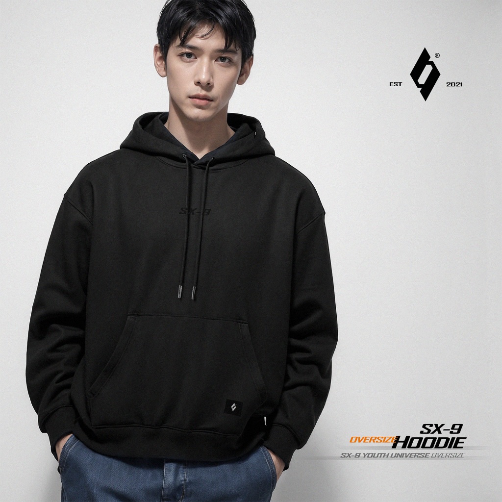 SIXTYNINE PROJECT - SX9 Youth Universe | Premium Oversize Hoodie | Black on Black | Cotton Fleece 33