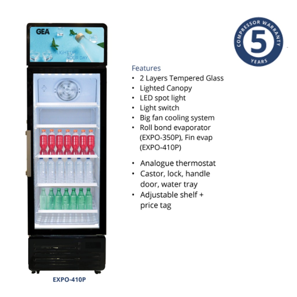 GEA EXPO-410P Display Cooler / Kulkas Kaca Berdiri / Pendingin Minuman / Kulkas 1 Pintu
