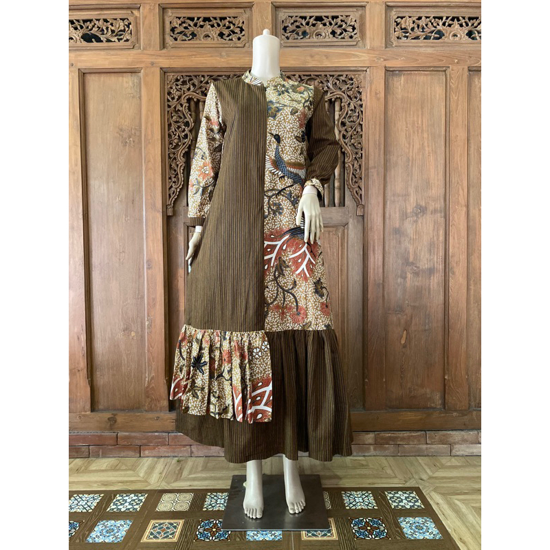 Gamis Batik lawasan. Dress Batik Modern. (gamis princes)