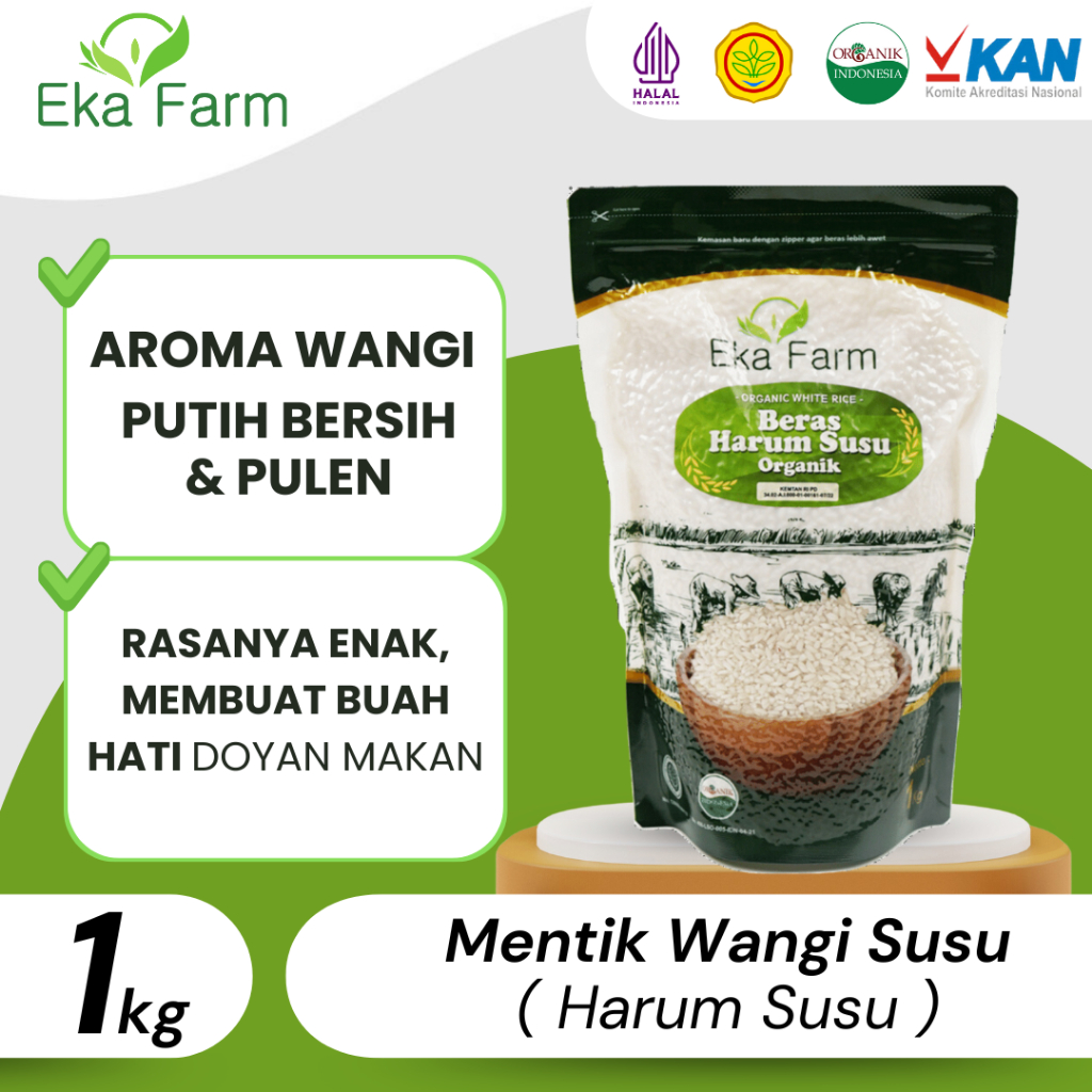 

Beras Mentik Wangi Susu Harum Susu Organik Kemasan Vakum 1kg - Eka Farm Official