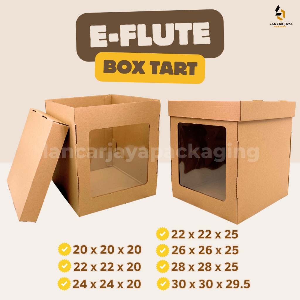 

E-Flute Dus Tart Tinggi Kotak Kue Cake Tingkat Kemasan Hampers Serbaguna 20x20x20 22x22x20 22x22x25 24x24x20 26x26x25 28x28x25 30x30x29.5