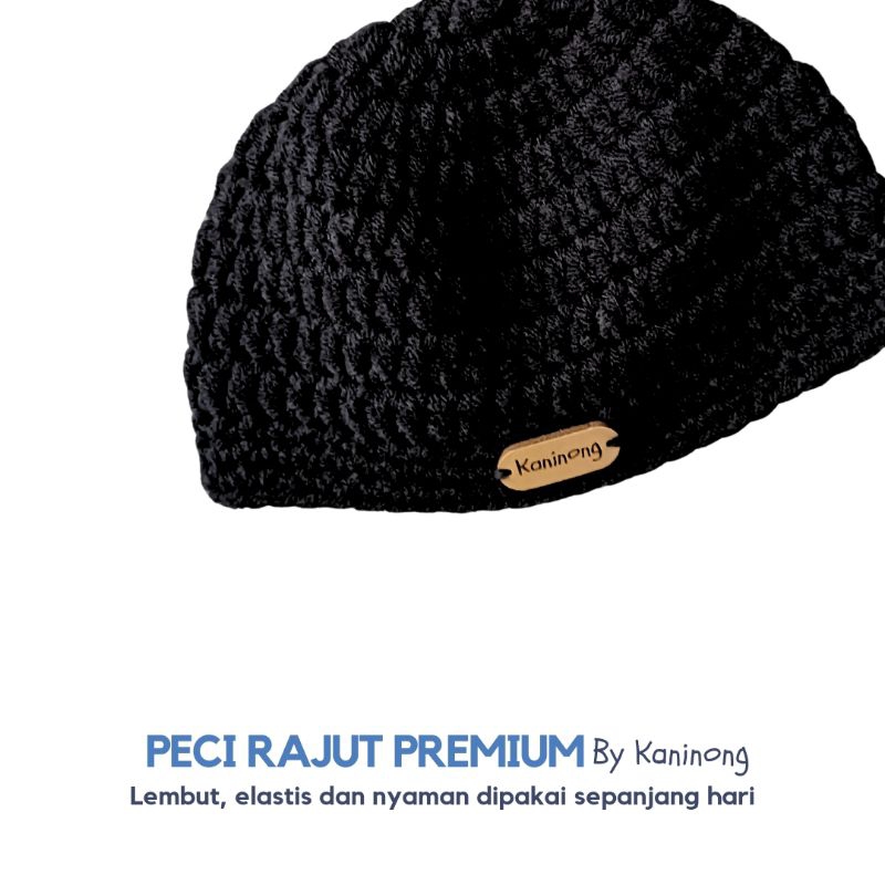 [ KANINONG ] Peci Rajut Hitam Anak Dewasa Premium | Peci Hitam Anak | Peci Hitam Dewasa | Peci Hitam