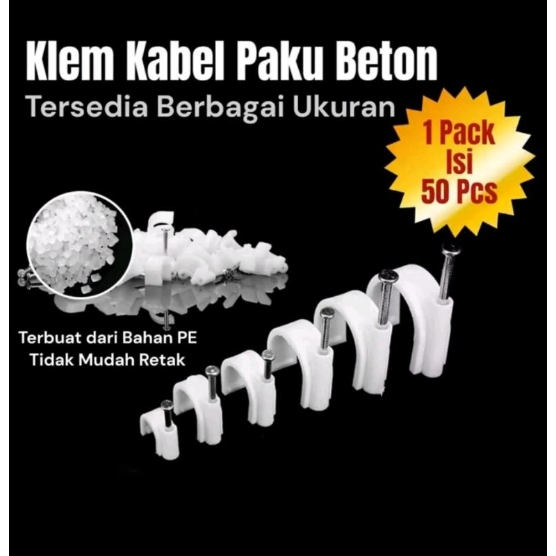 Klem Kabel Listrik Plastik Paku Beton Putih