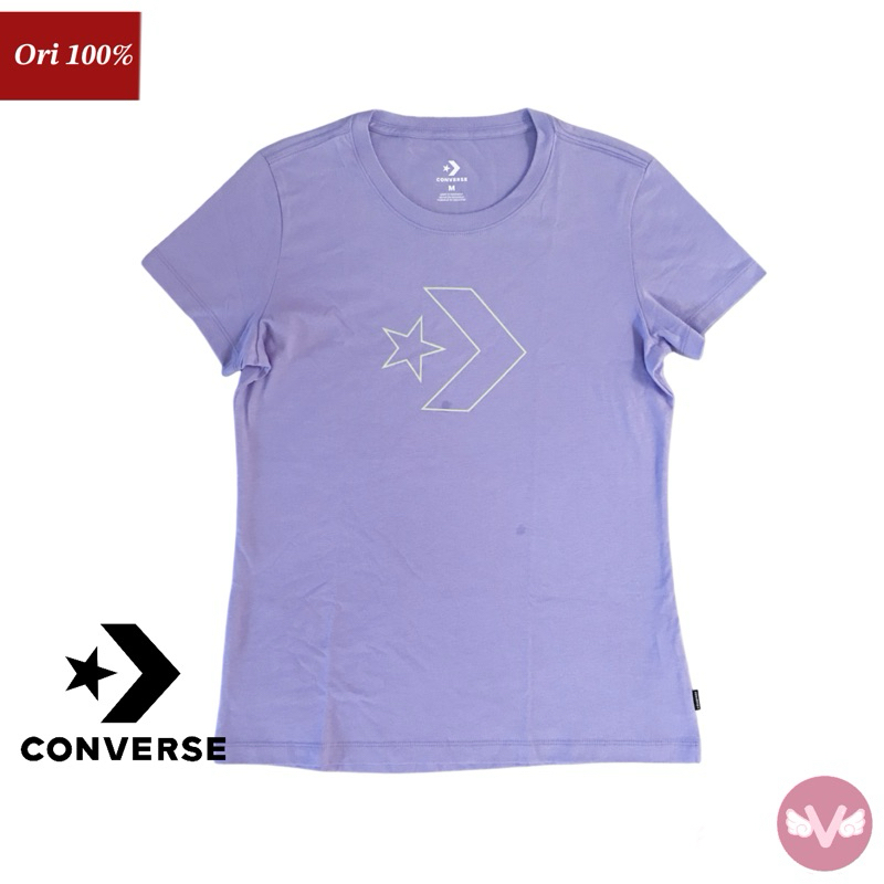 Converse Women’s T-shirt Kaos Baju Wanita Converse Original 100% / Kaos warna Ungu Lilac