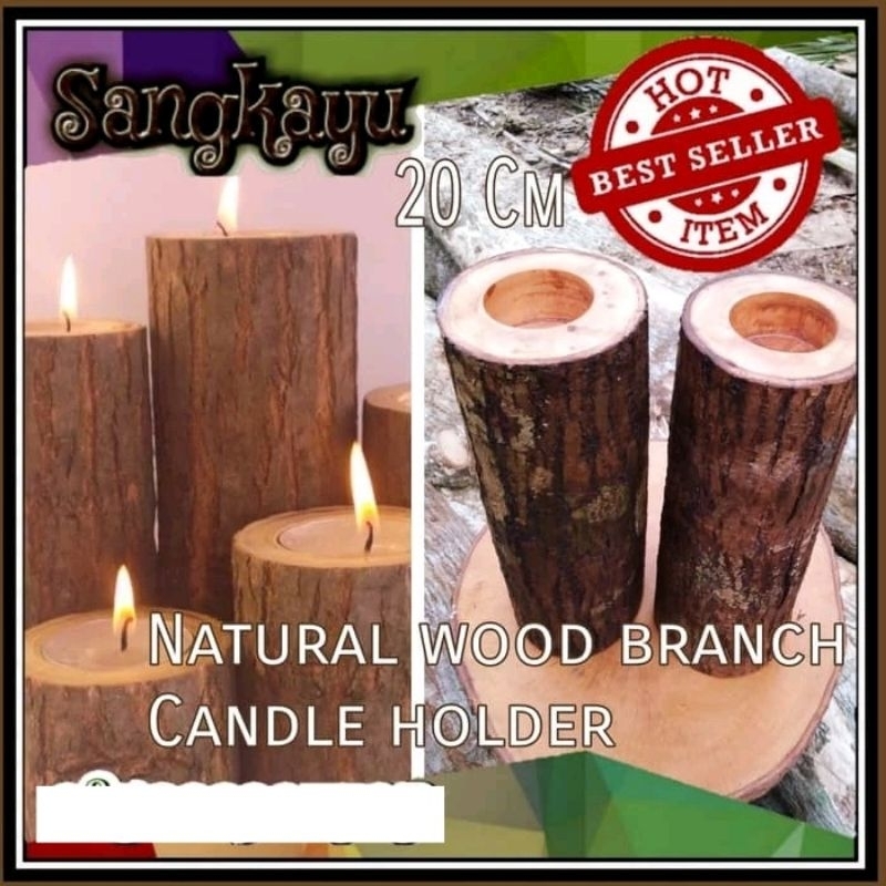 20 Cm Natural wood candle tea light holders tempat alas lilin dekorasi