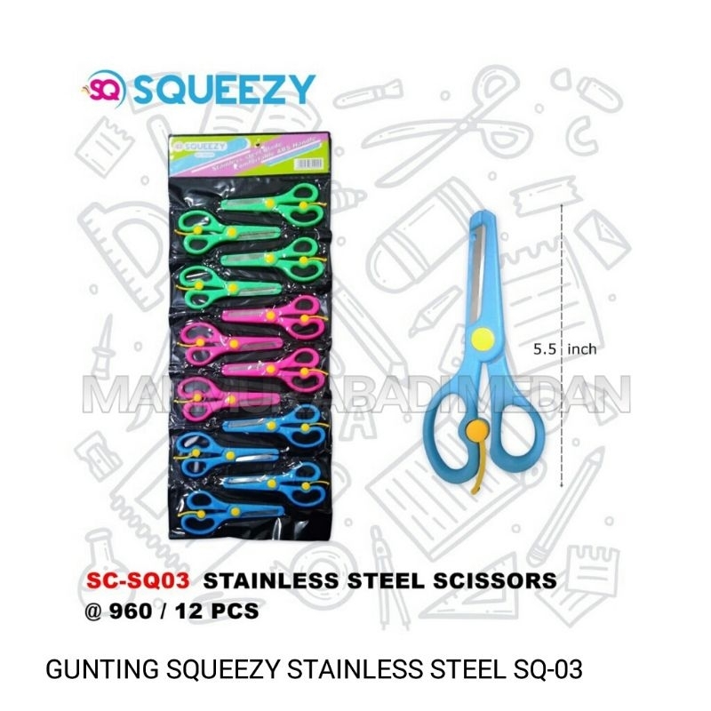 

(1Pcs) SQUEEZY Gunting Stainless Steel Tajam SC-SQ03 / Gunting Warna Stainless 5.5 inci / Gunting Serbaguna / Gunting Kertas Kain Benang dll