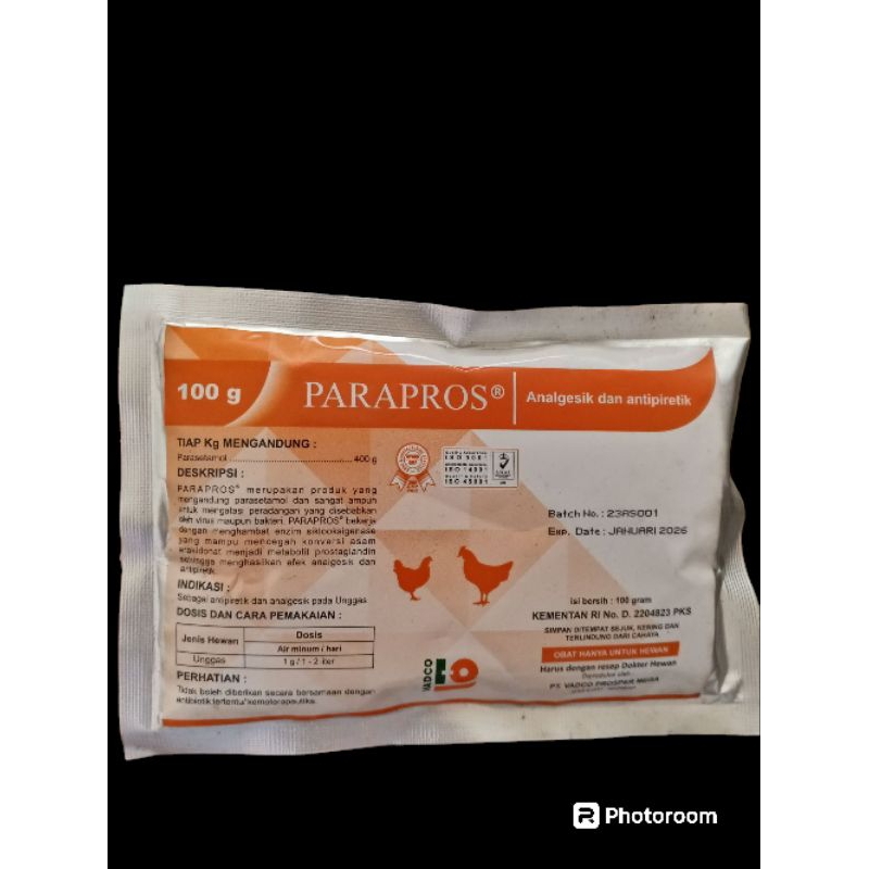 PARAPROS analgesik unggas anti nyeri ayam analgesik ayam parasetamol ayam Paracetamol unggas anti de