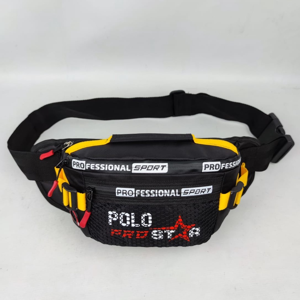 Tas Pria Waistbag Waterproof Original Polo Prostar Bahan Nilon Parasut Tas Pinggang & Tas Selempang 