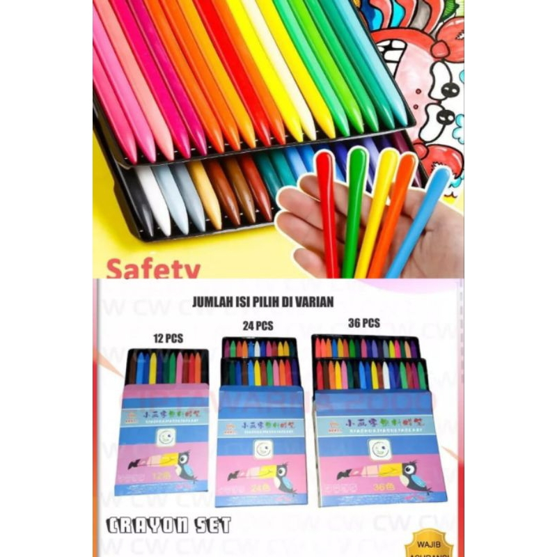 

HML - CRAYON BATANG SET ANTI AIR NON TOXIC | TIDAK MUDAH PATAH | ISI 12-36 PCS BEST SELLER / ANTI PATAH / KRAYON ANTI KOTOR