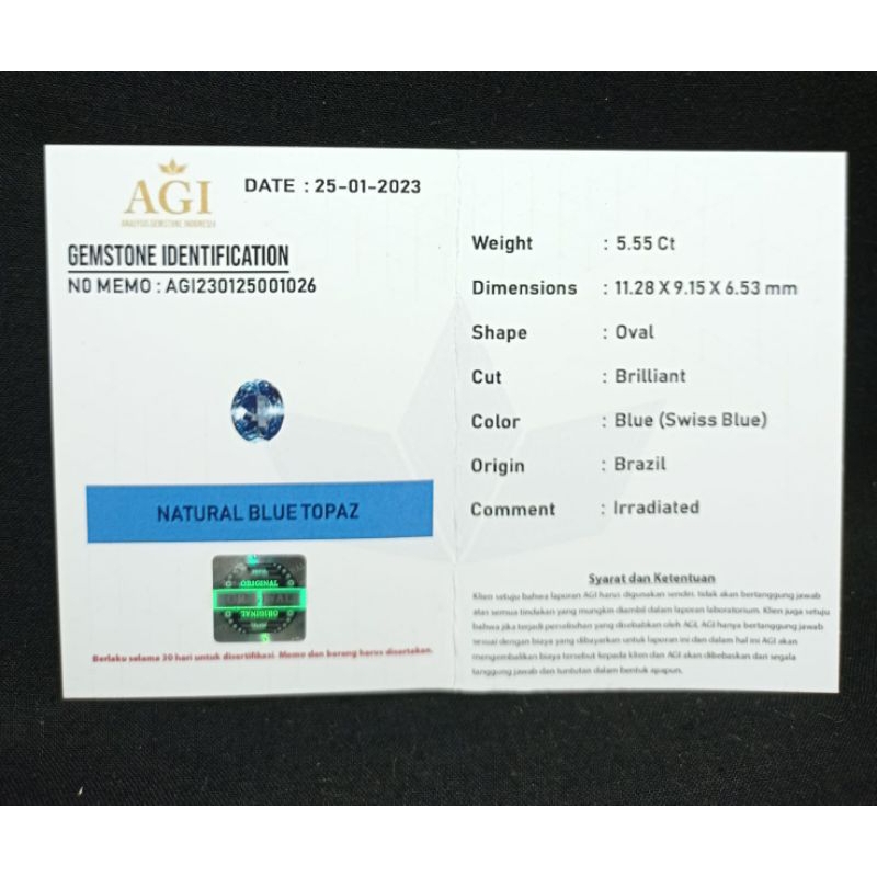 TERBARU BATU LOSTONE BLUE TOPAZ ASLI NATURAL BERSERTIFIKAT