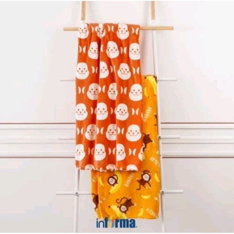 selimut anak informa blanket animal series set dapat 2pcs motif monkey