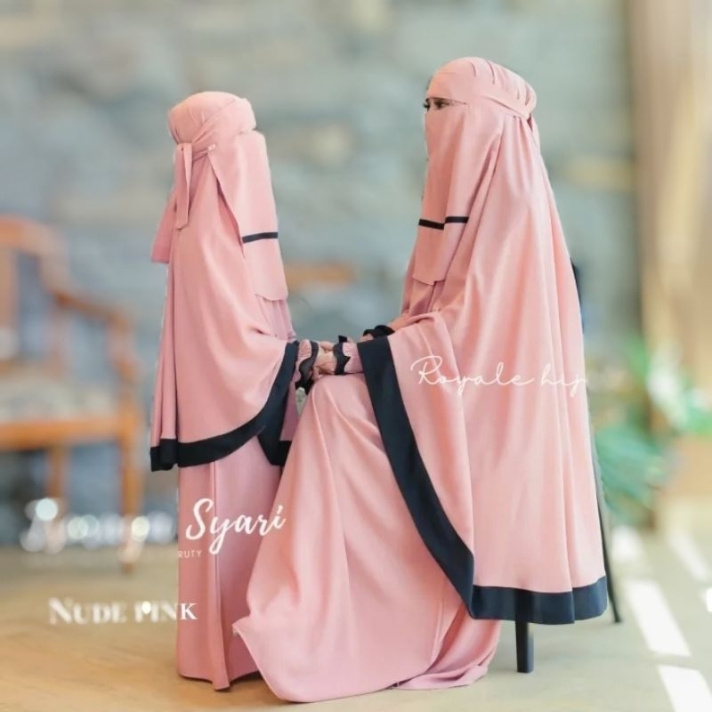 Gamis Syari Couple Ibu dan Anak Mom and Kids/Gamis Syari Set Khimar Hijab Cadar Couple Ibu dan Anak 