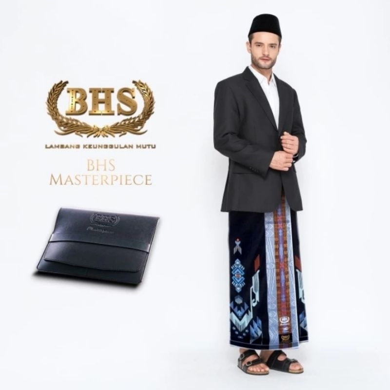 Sarung BHS - MASTERPIECE GOLD - Motif Songket Gunung Lampion (warna hitam biru)