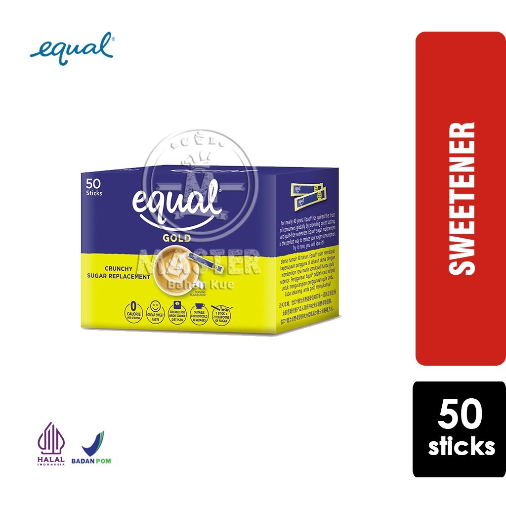 

Gula Pemanis Equal GOLD Sweetener Nol Kalori [1 Box isi 50stik]