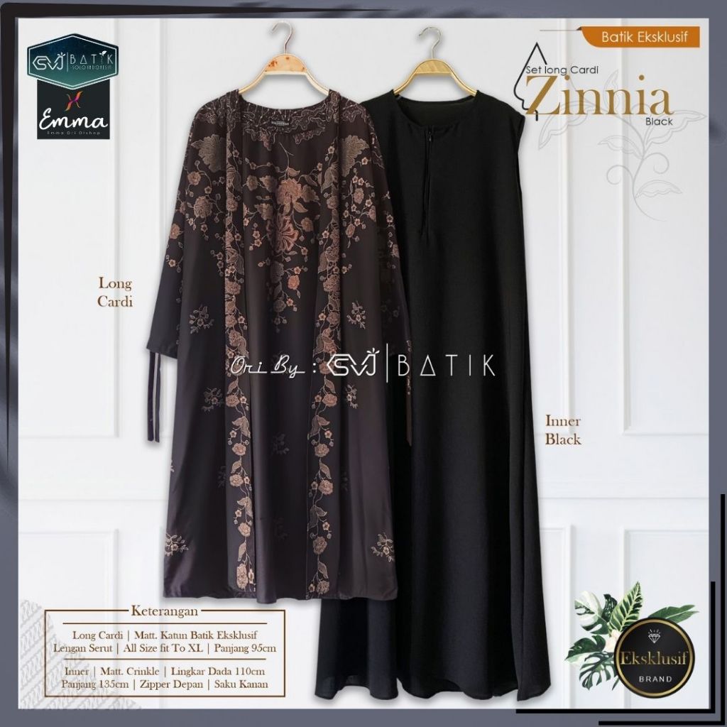 Setelan Wanita Batik Long Cardi Inner Kekinian Outer Panjang dan Dress Crinkle