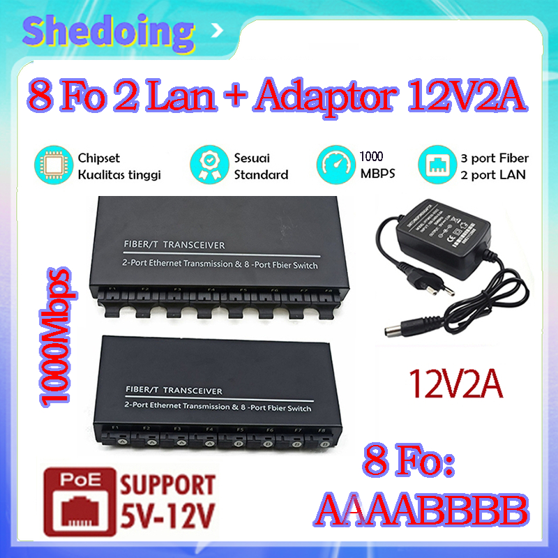 HTB 8 Fo 2 Lan Gigabit Converter Fo Switch Netlink 8 Port Fiber Optic 100/1000M Media Converter 8F2E