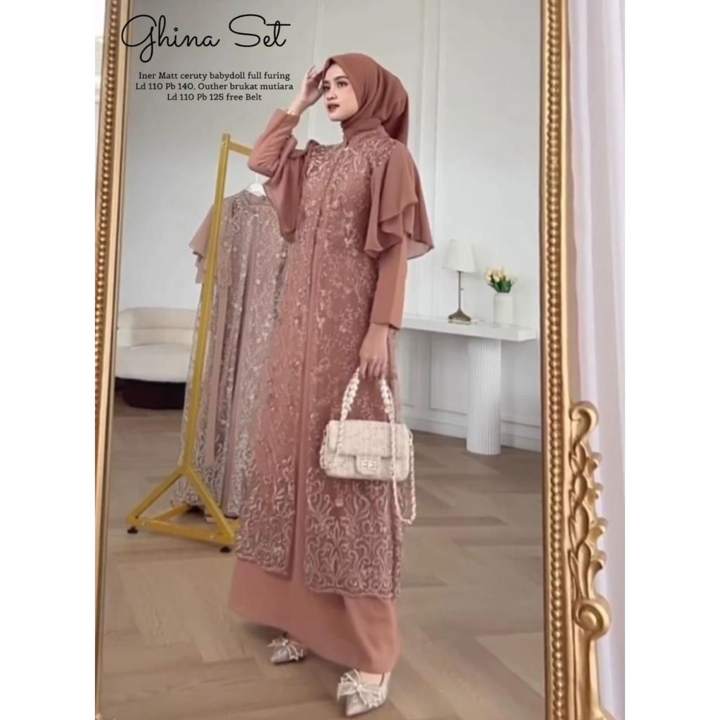 GAMIS WANITA / GAMIS KONDANGAN / GAMIS BRUKAT / GHINA SET  DRESS LABEL MADANI READY STOCK
