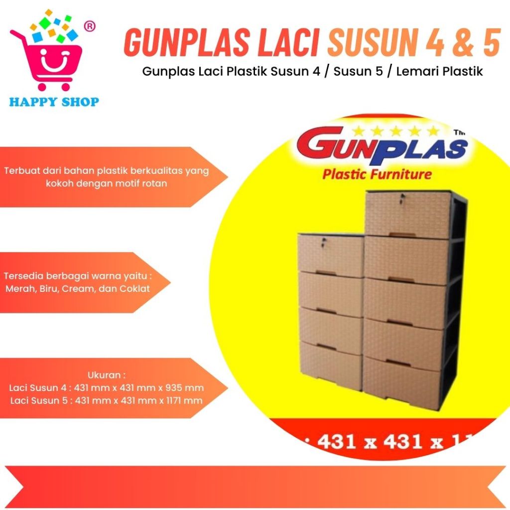 INSTANT  Gunplas Laci Plastik Susun 4 / Susun 5 / Lemari Plastik