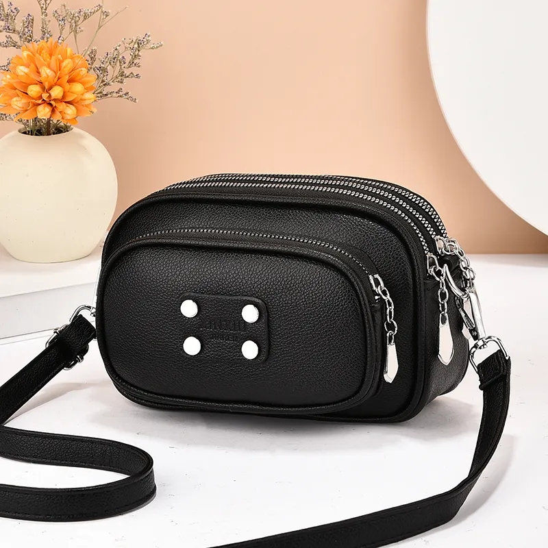 ALINASHOP - SELEMPANG NAMI Tas Selempang Wanita 4 Ruang Warna Hitam Hijau Botol Putih Tulang Pink Ba