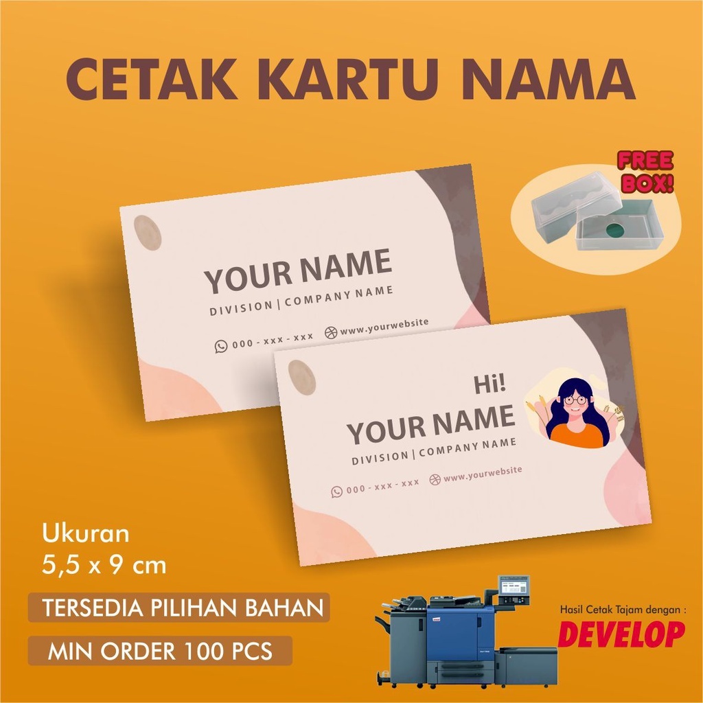 

Kartu nama custom cetak kartu nama cutom 1 box Isi 100 Pcs kartu nama 1 sis free Box