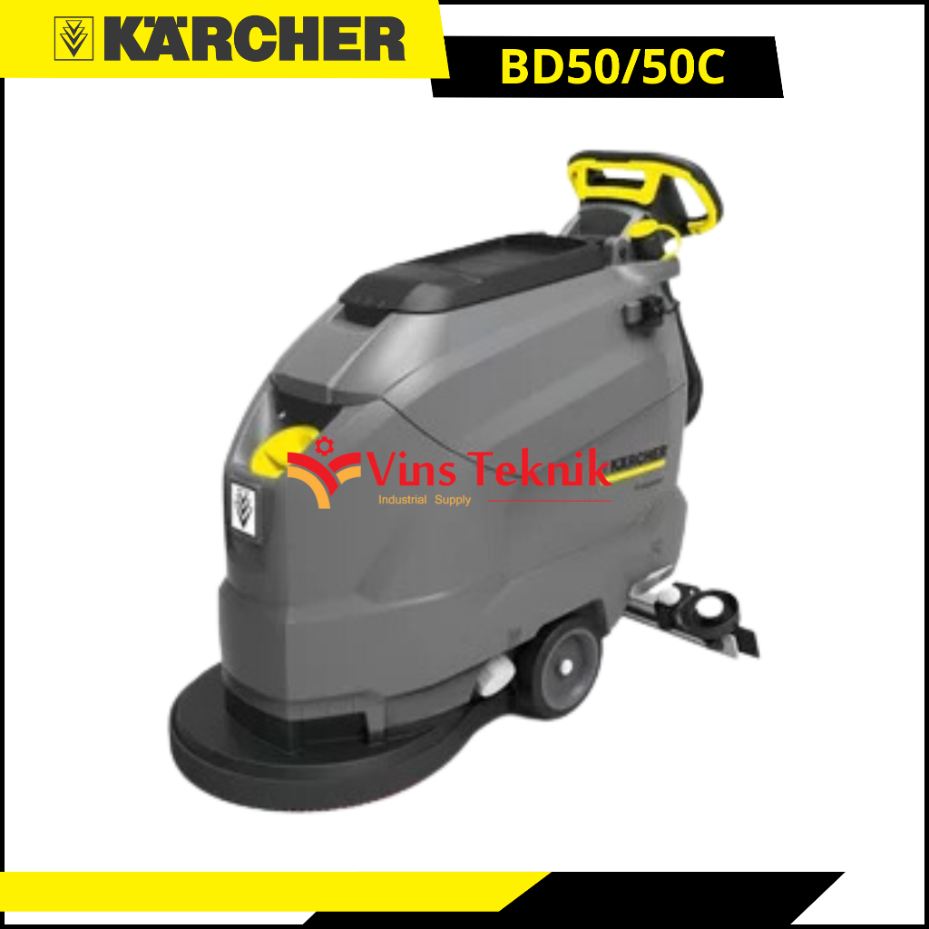 Karcher BD 50/50 C Classic Scrubber Drier - Kapasitas Air 50L, Daya 1100W, Berat 3 Jam Penggunaan