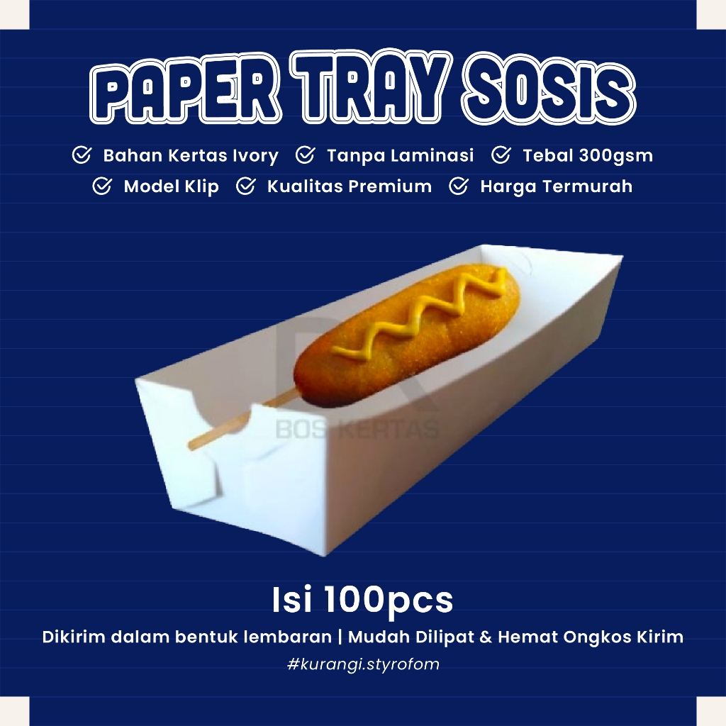 Wadah-sosis-mika sosis-packing box-box makanan kotak-ipori putih-isi 100