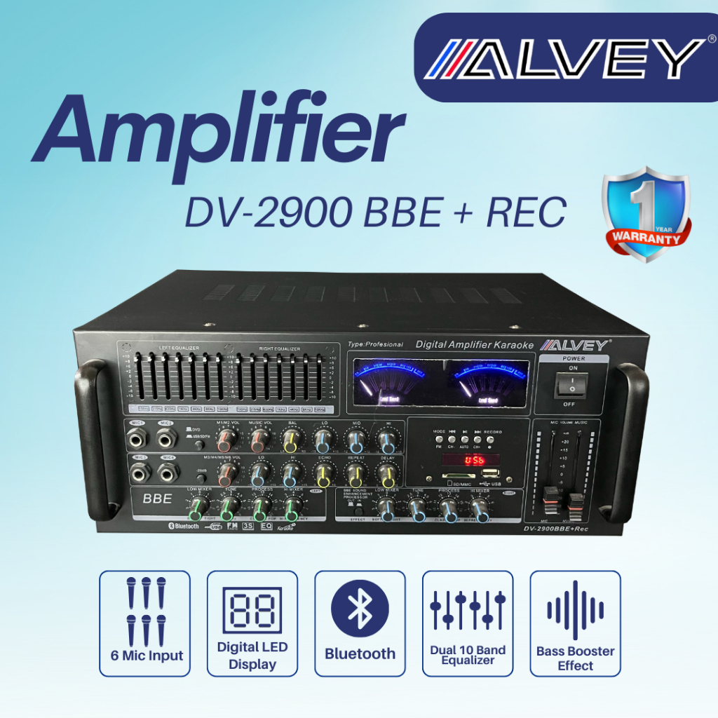 ALVEY AMPLIFIER DV-2900BBE DIGITAL AMPLIFIER KARAOKE Led Subwoofer
