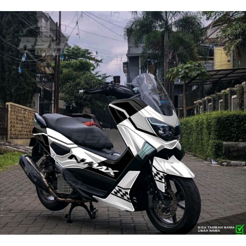 Stiker Decal Nmax Old Full Body Putih Lis Hitam