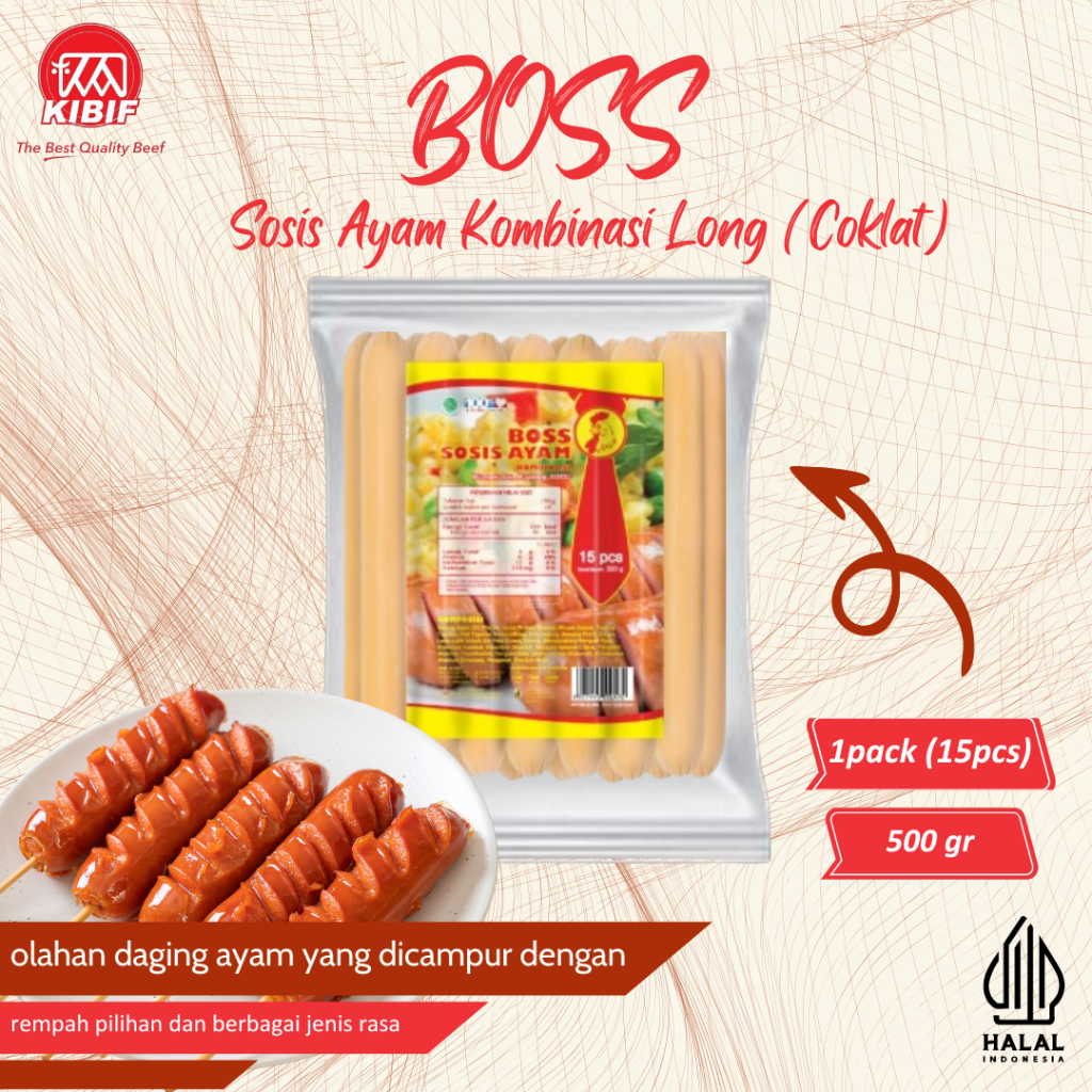 

BOSS Sosis Ayam Kombinasi Long (coklat) @ 15 pcs 500gr